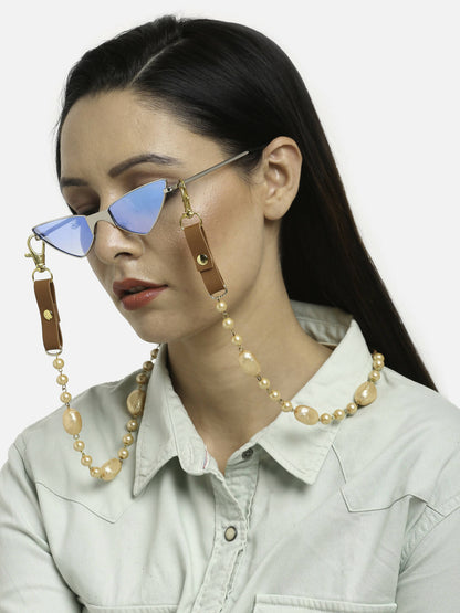 Brown Leather Beaded Mask Chaain - Ruby Raang