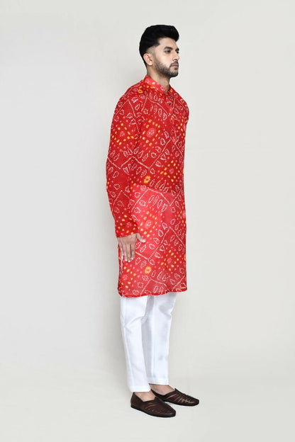 Joban Fashion Red Colored Georgette Fabric Kurta With Straight Fit Pant