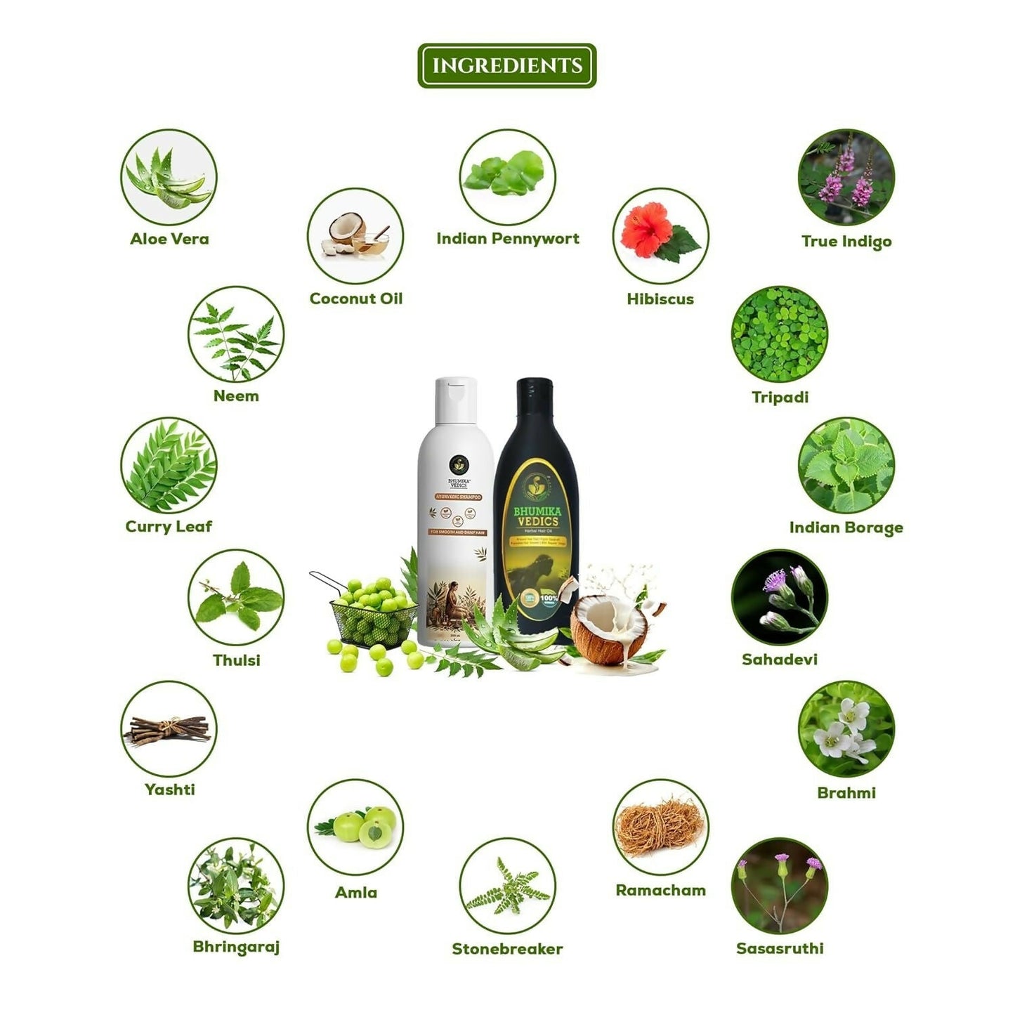 Bhumika Vedics Herbal Hair Oil & Ayurvedic Shampoo Combo
