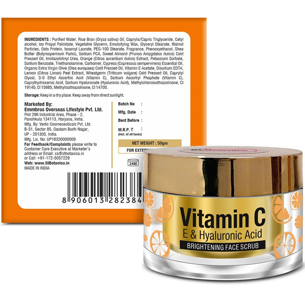 St.Botanica Vitamin C, E & Hyaluronic Acid Brightening Face Scrub - 50 gms