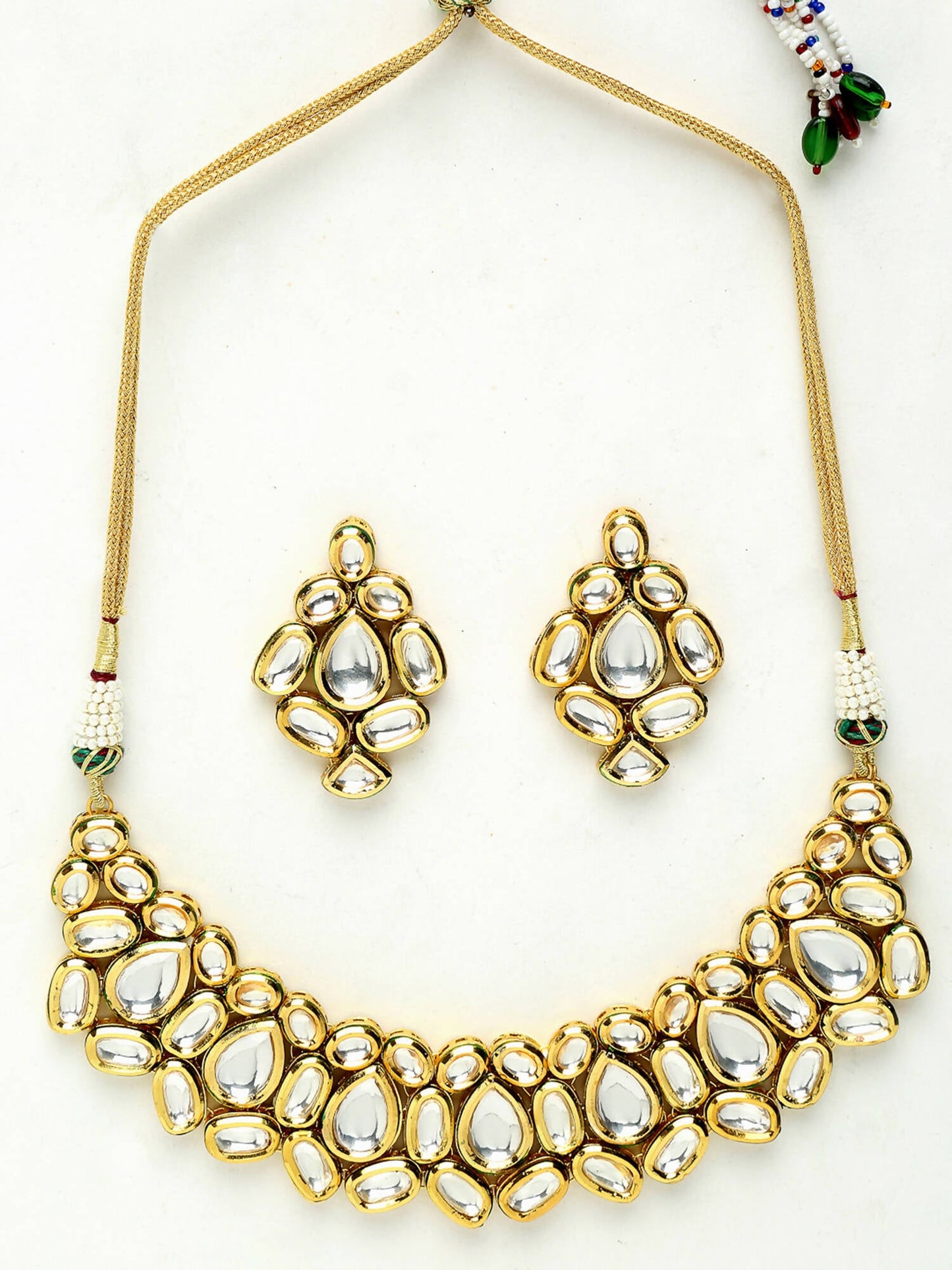 Kundan Choker With Earrings - Ruby Raang