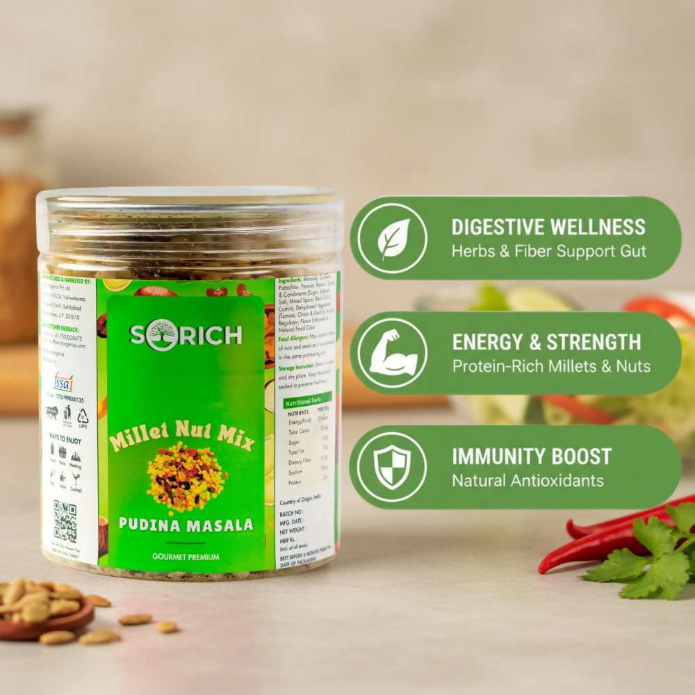 Sorich Organics Millet Nut Mix – Pudina Masala Crunchy & Healthy Snack