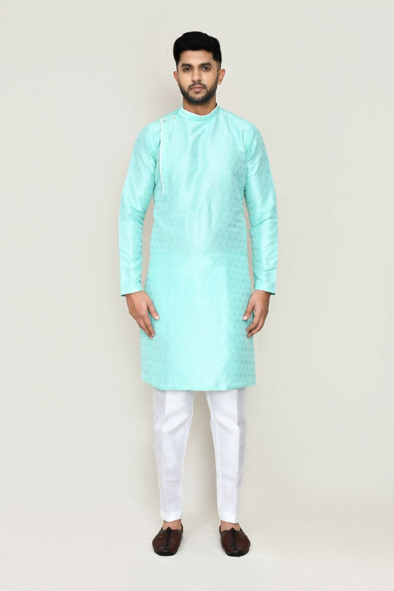 Joban Fashion Green Colored Jacquard Fabric Kurta With Straight Fit Pant