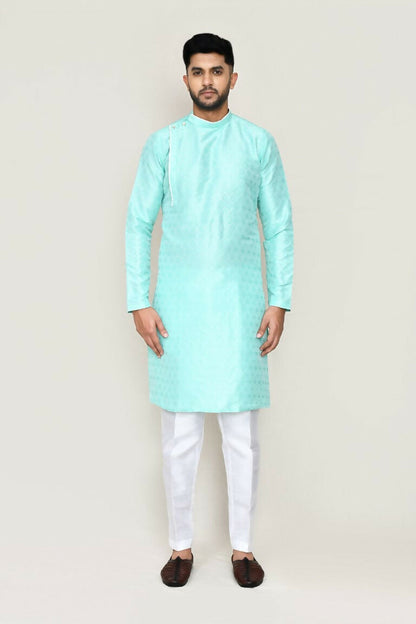 Joban Fashion Green Colored Jacquard Fabric Kurta With Straight Fit Pant