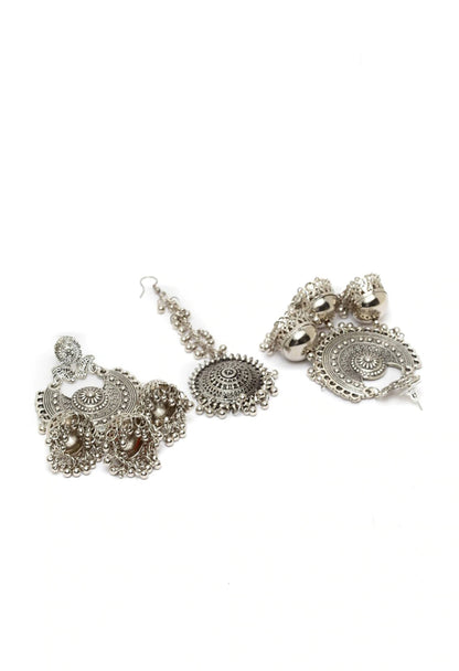 Mominos Fashion Johar Kamal Beautiful Jhumkas With Maang Tikka Earrings