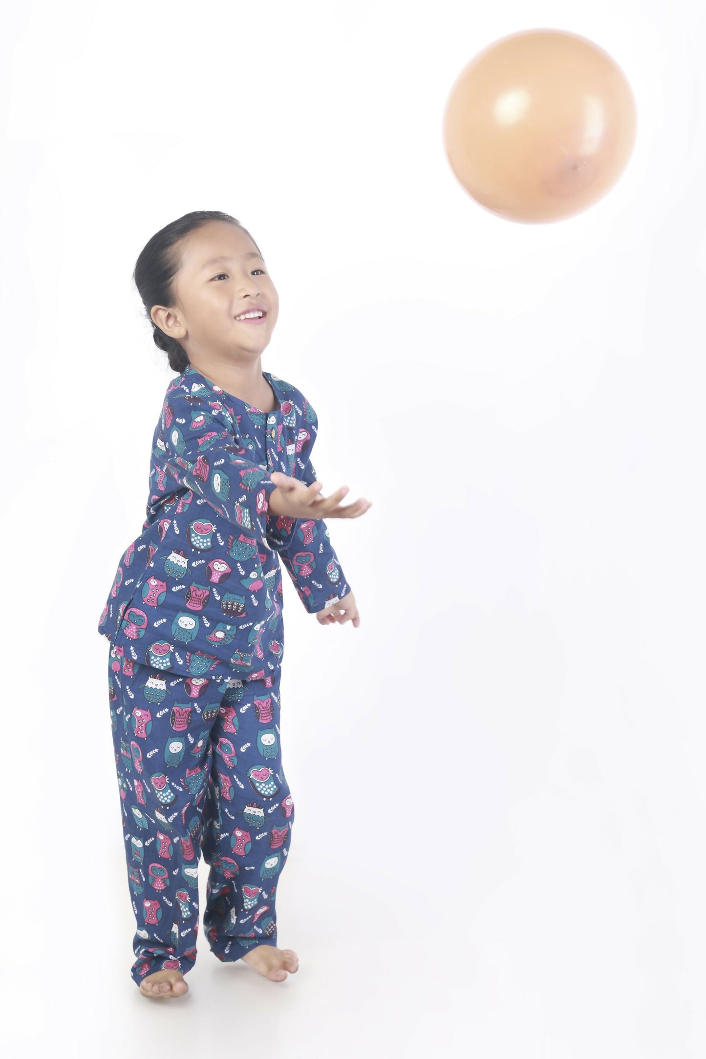 Breathables Kids Cotton Owl Print Co-Ord Night Suit – Navy Blue