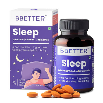 BBETTER Sleep Tablets Melatonin, Valerian, Chamomile