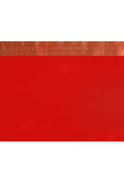 Joban Fashion Red Banarasi Soft Pure Handloom Banarasi Silk Saree