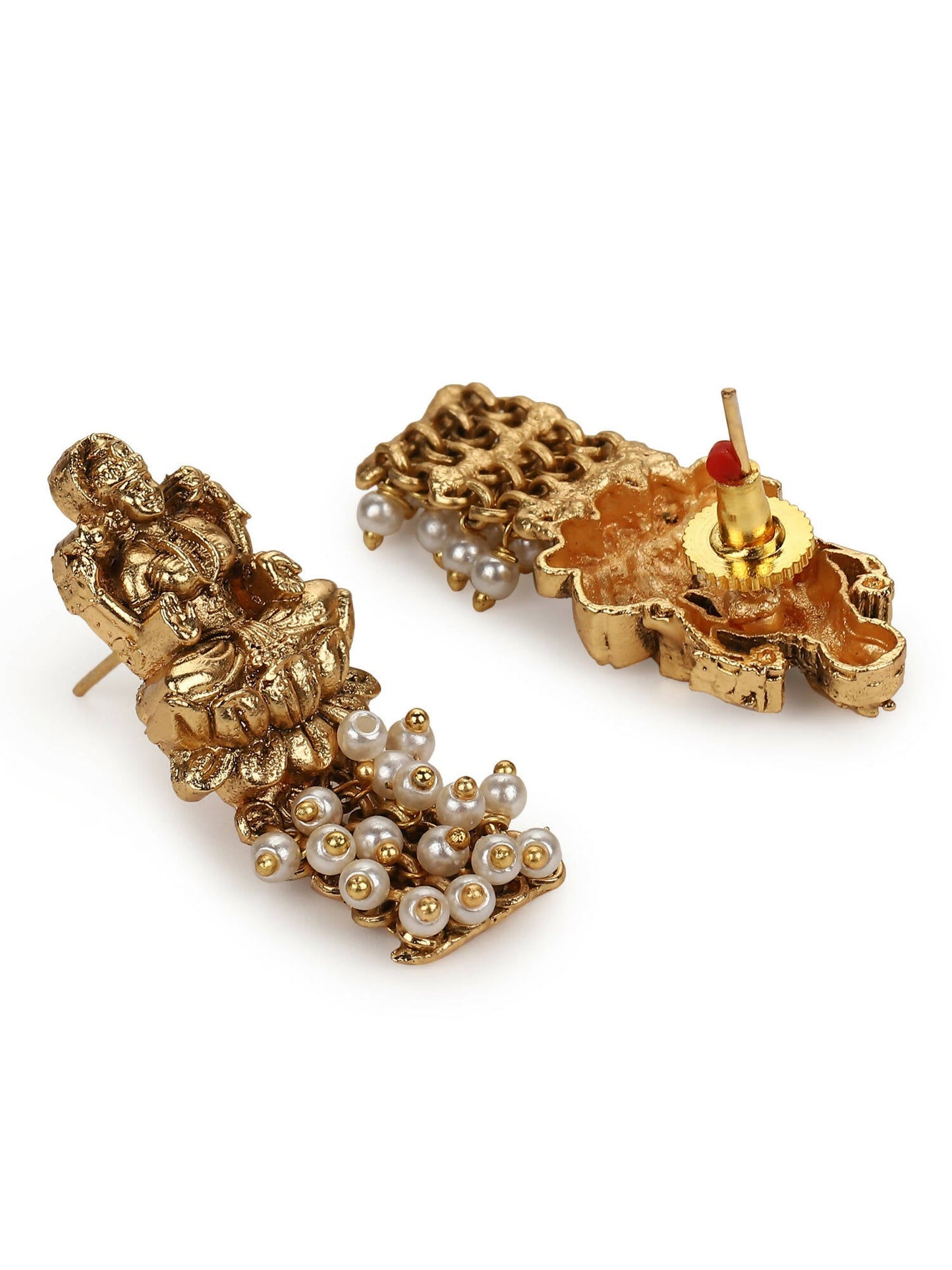 Gold-Polished Pink White Stones-Studded Beaded Jewellery Set - Ruby Raang
