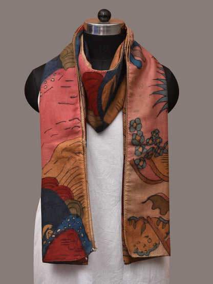 Multicolor Kalamkari Hand Painted Woolen Handloom Stole with Mountains Design - Global Threads