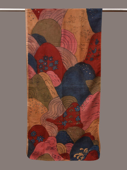 Multicolor Kalamkari Hand Painted Woolen Handloom Stole with Mountains Design - Global Threads