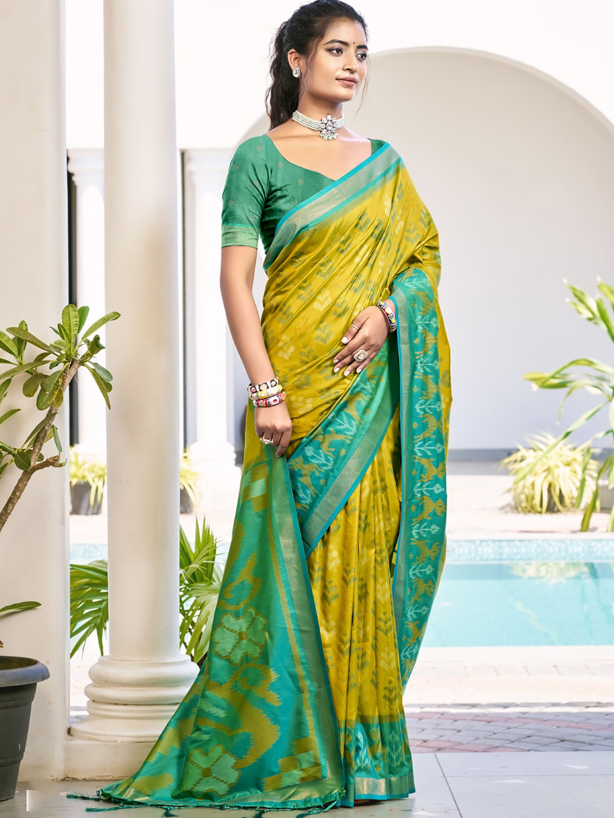 Anaita Mustard Silk Saree With Blouse Piece