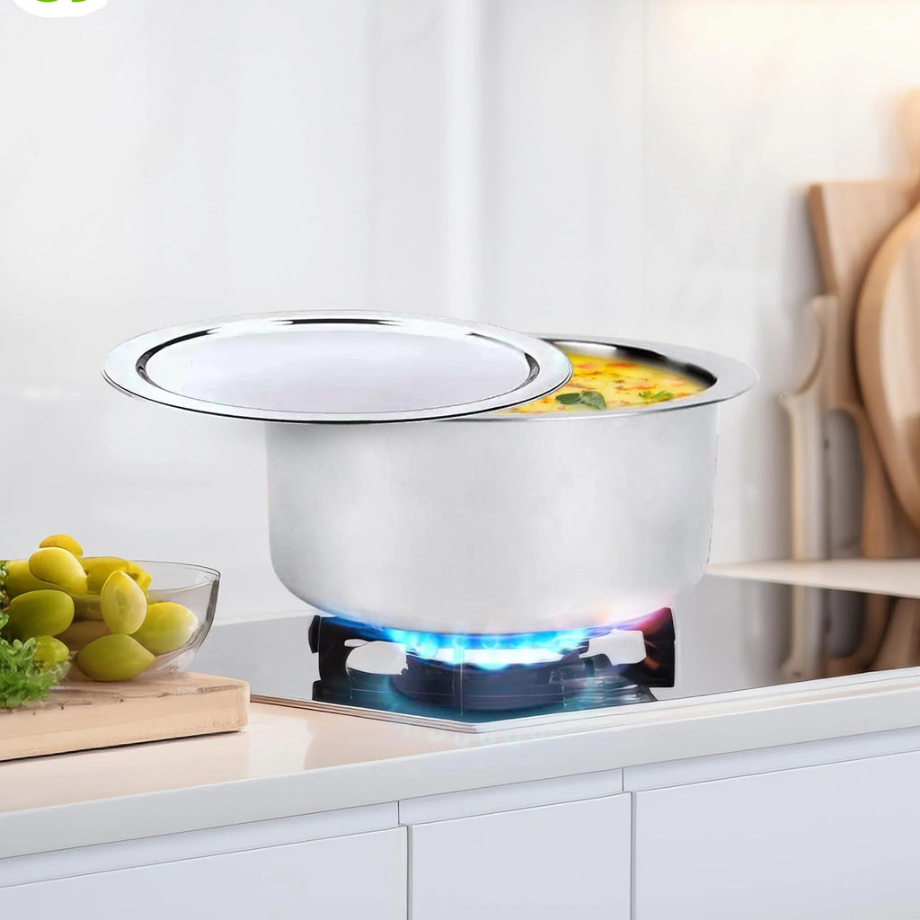 SAVYA HOME Triply Stainless Steel Tope Patila with Lid 3L 20cm Handi Casserole Gas Induction