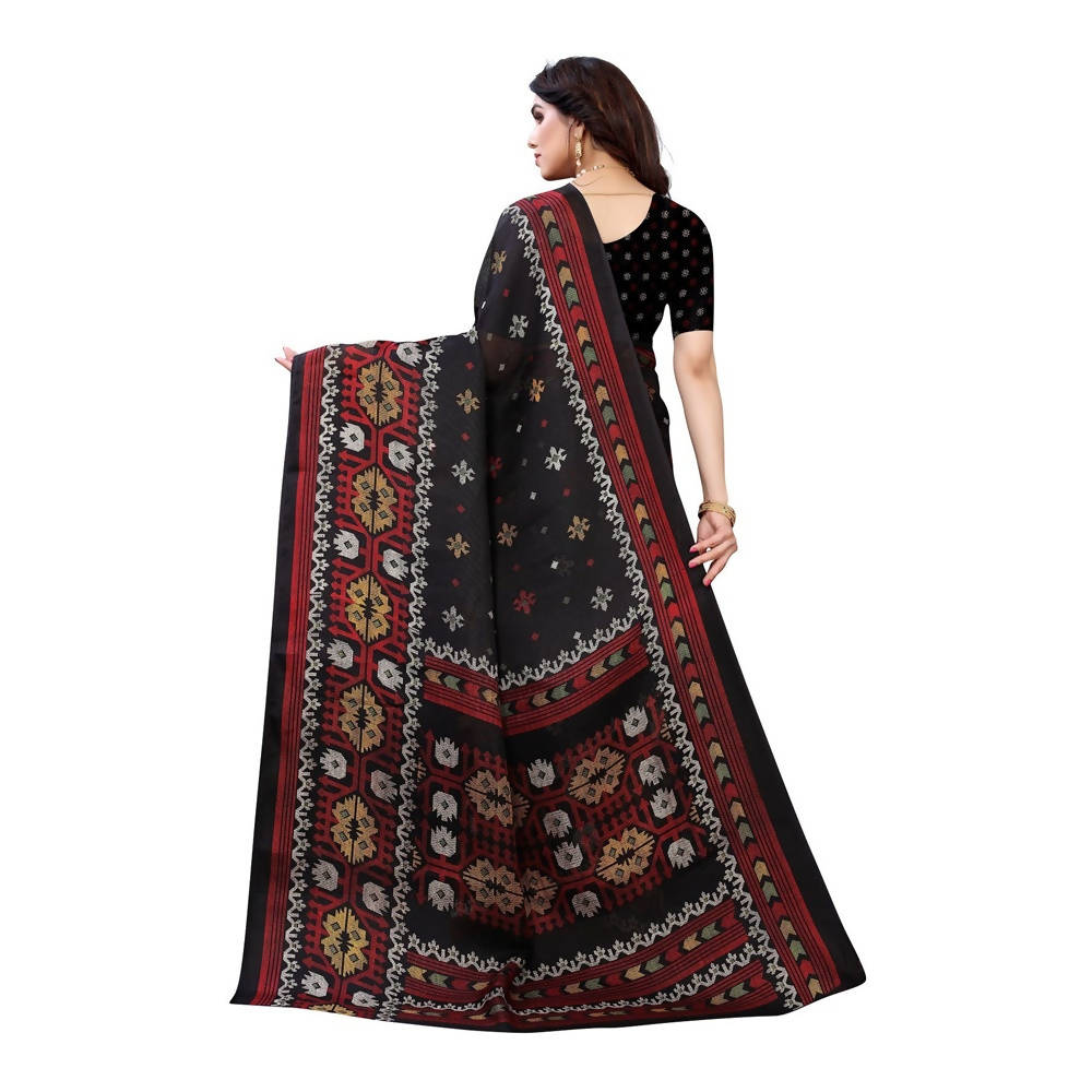 Vamika Printed Jute Silk Black Saree (Namita Black)