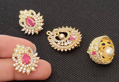AD Emeralds Designer Beautiful 4 in 1 Earrings