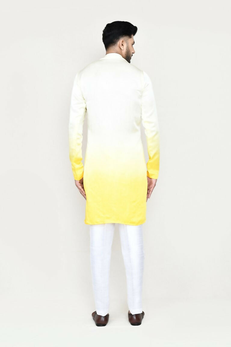 Joban Fashion Yellow Colored Satin Silk Fabric Kurta With Straight Fit Pant