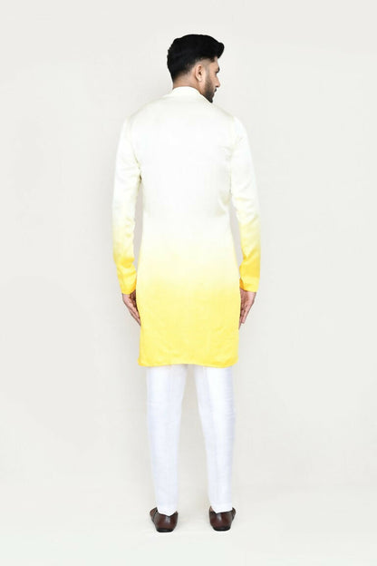 Joban Fashion Yellow Colored Satin Silk Fabric Kurta With Straight Fit Pant