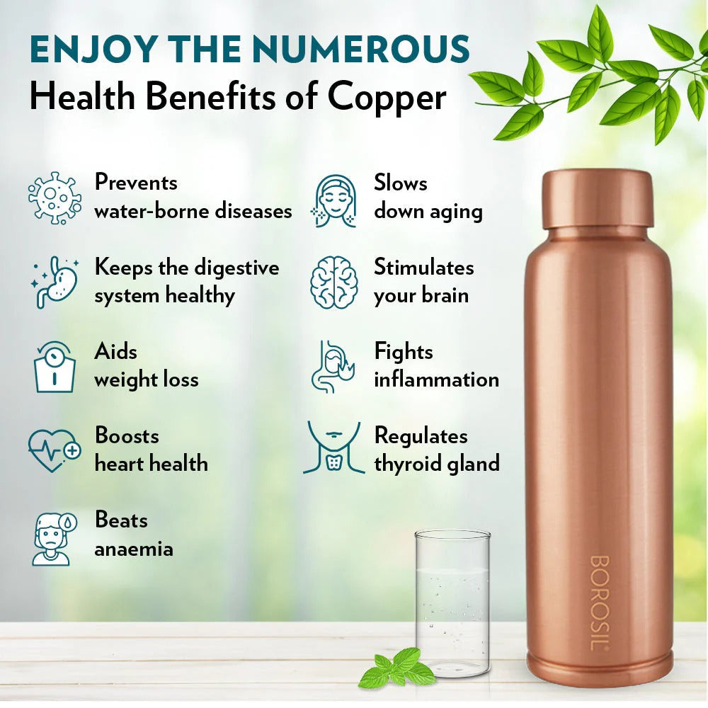 Borosil Pure Copper Water Bottle 1000ml