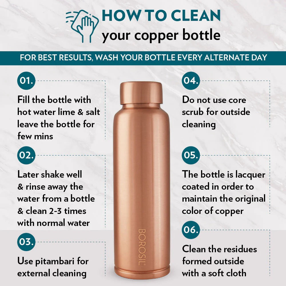 Borosil Pure Copper Water Bottle 1000ml