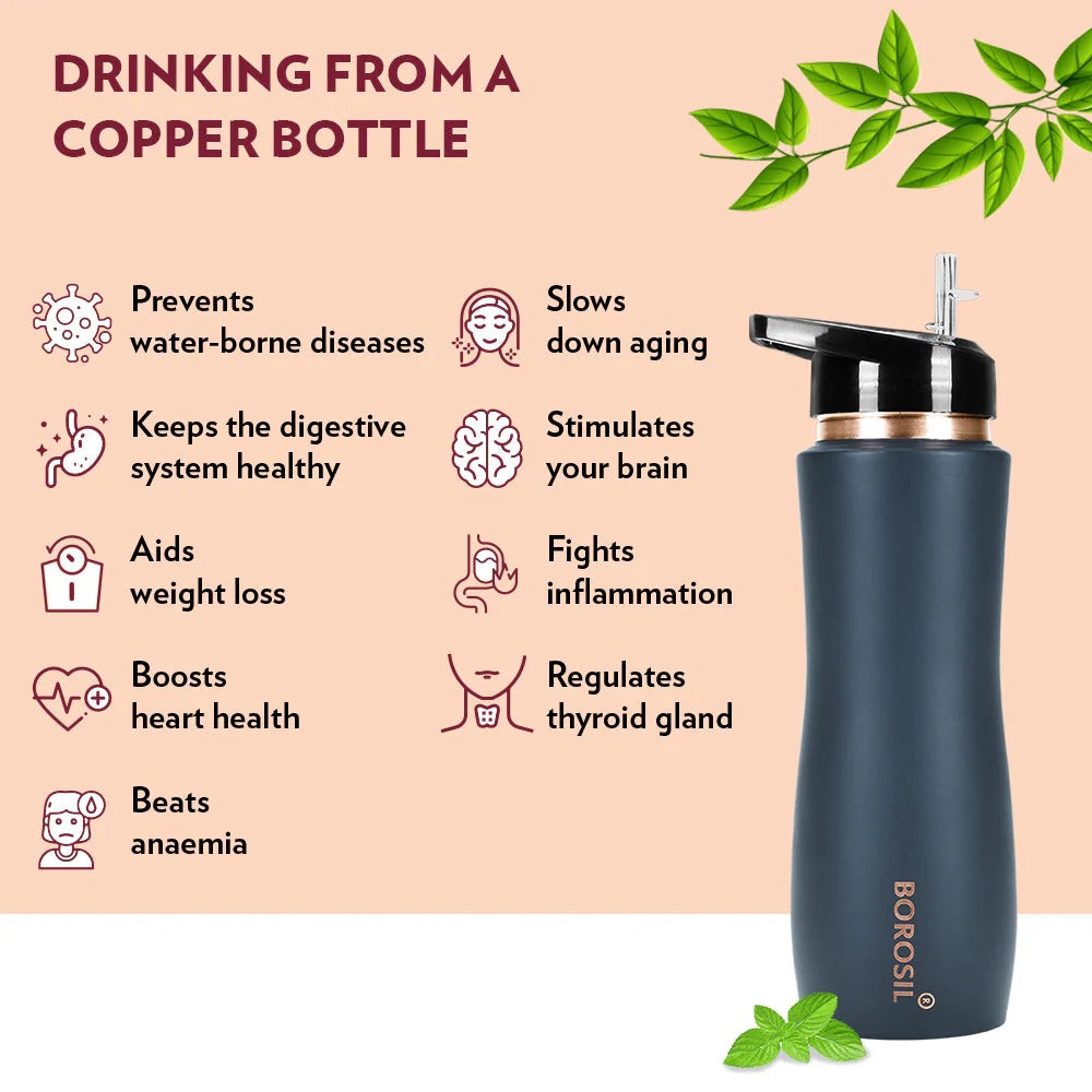 Borosil Sipper Copper Bottle  750ml