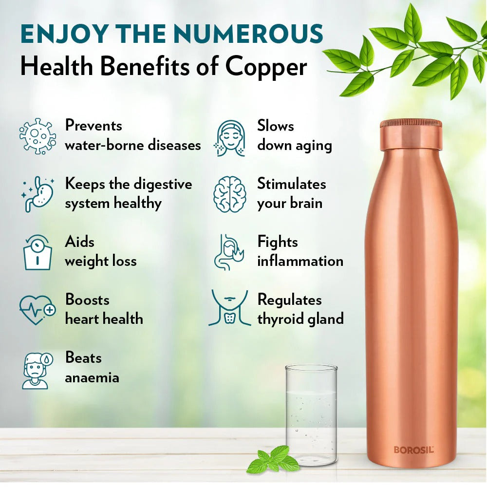 Borosil Pro Copper Water Bottle 950ml
