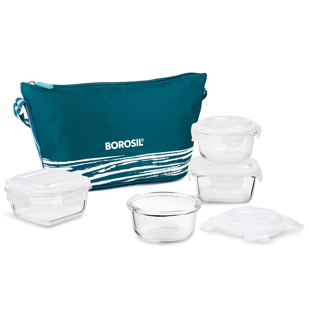 Borosil Steller Glass Tiffin Office Lunch Box Bag Daisy