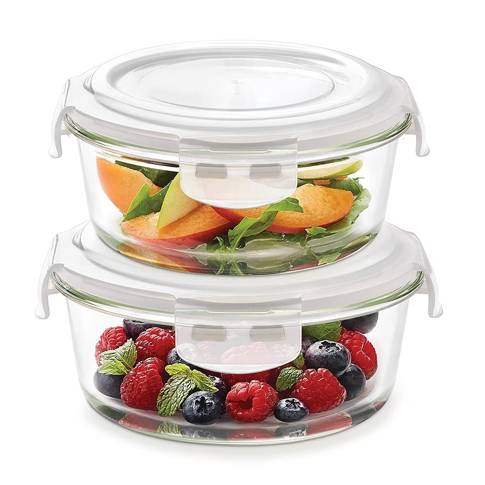 Borosil Klip N Store Round Glass Container Set of 2