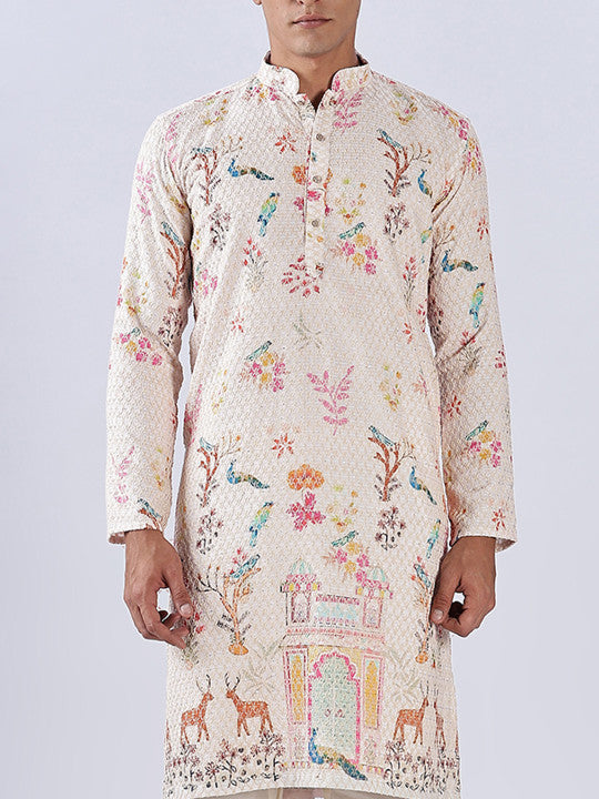 Anouk Men Floral Embroidered Cotton Kurta