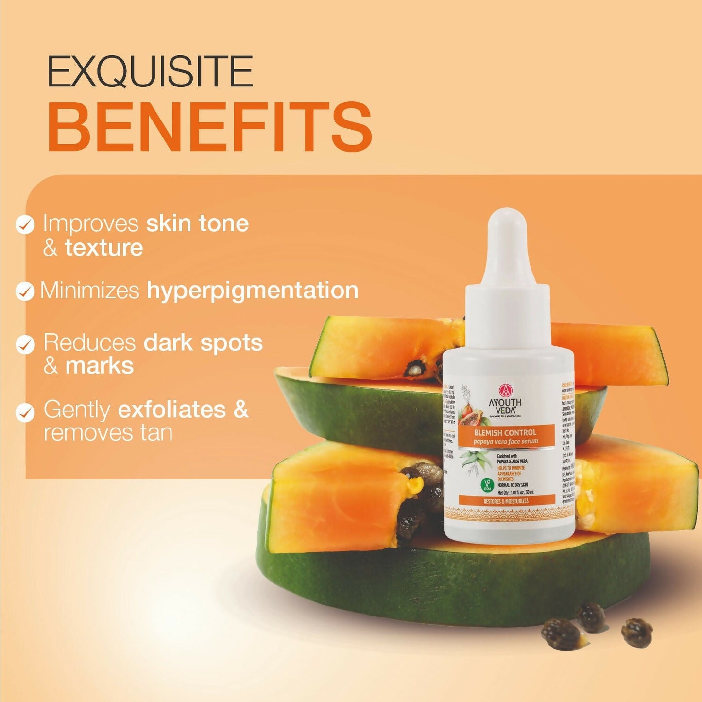 Ayouthveda Blemish Control Papaya Vera Face Serum
