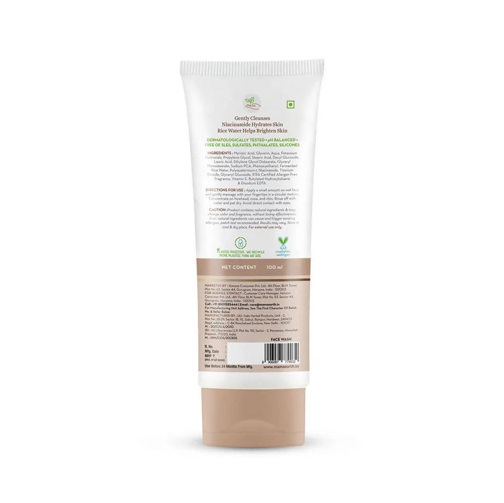 Mamaearth Rice Face Wash With Rice Water & Niacinamide - 100  ml