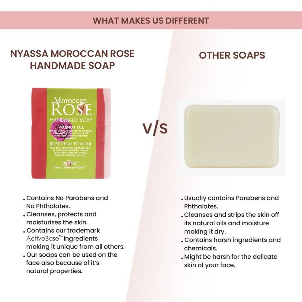 Nyassa Moroccan Rose Soap Walnut Oil & Rose Powder