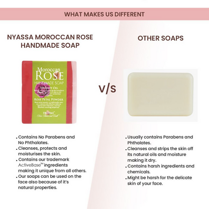 Nyassa Moroccan Rose Soap Walnut Oil & Rose Powder