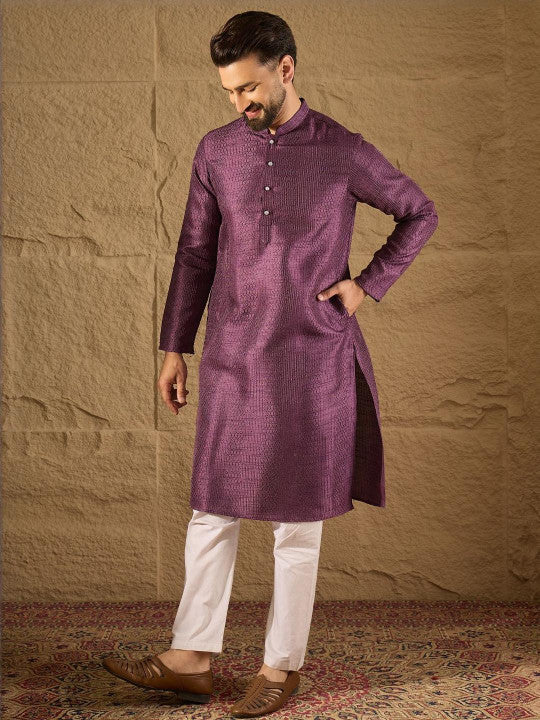 Anouk Men Embroidered Kurta Purple