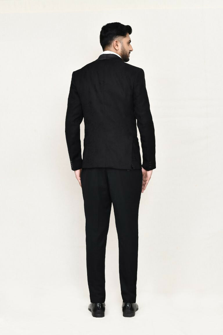 Joban Fashion Black Colored Satin Silk Fabric Coat,Shirt, Pant And Bow