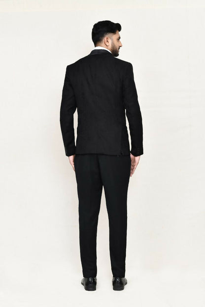 Joban Fashion Black Colored Satin Silk Fabric Coat,Shirt, Pant And Bow