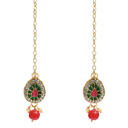Mominos Fashion Johar Kamal Gold-Polished Brass Finish Meena & Pearls Work Choker For Women
