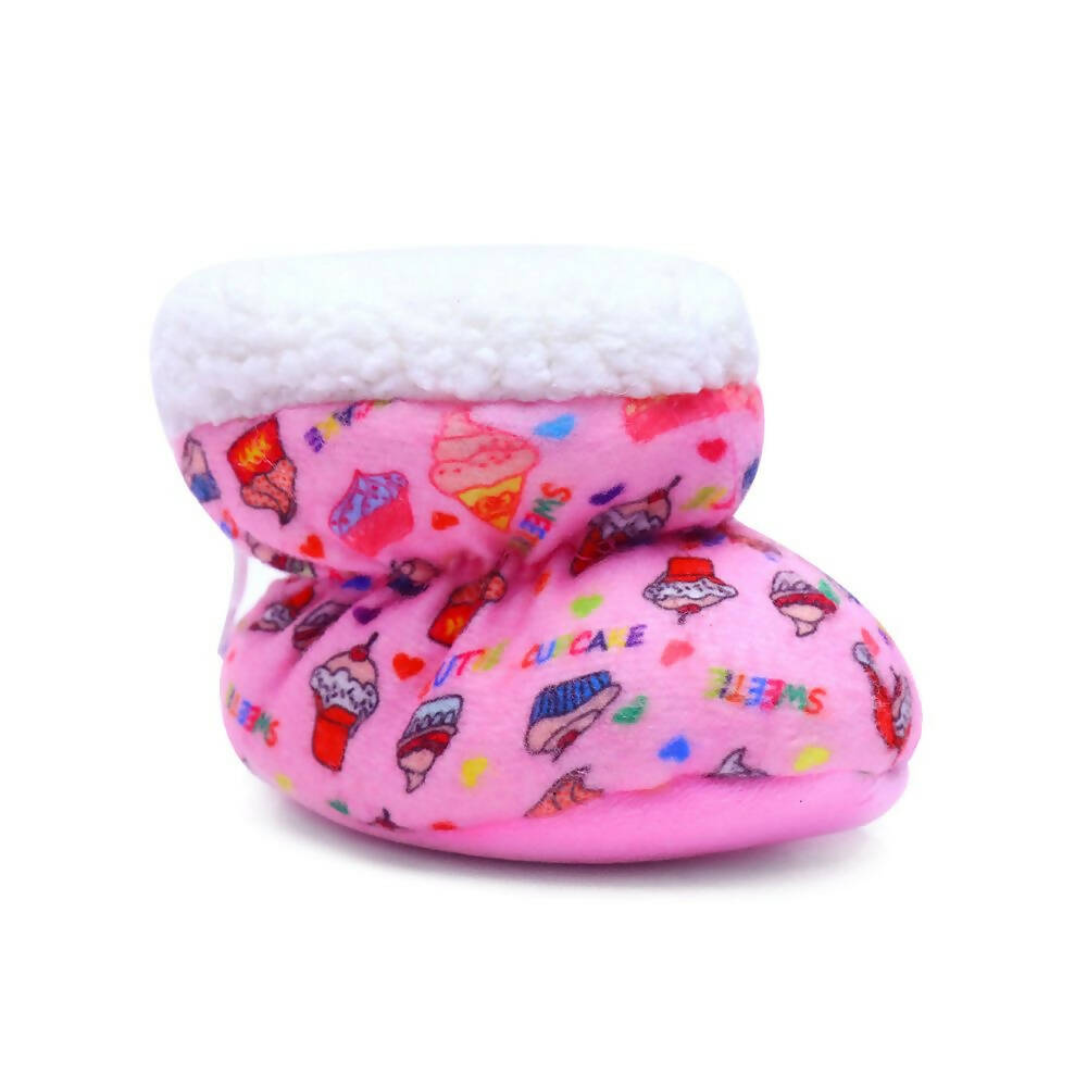 Tiny Bugs Unisex Printed Winter Booties - Pink