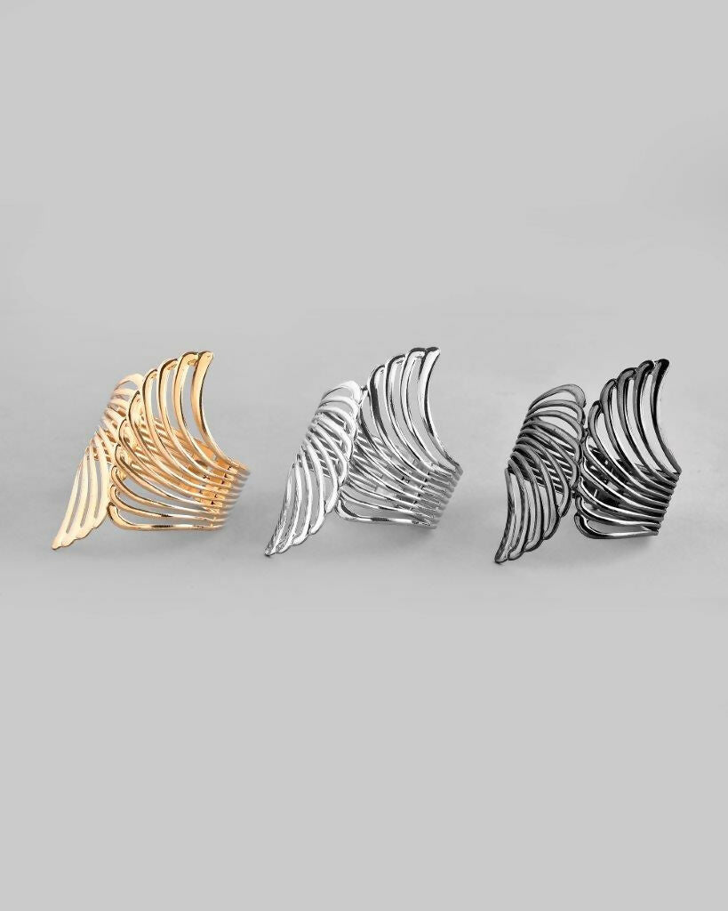 VOJ Pack of 3 Bracelet - Gold, Silver and Black Tonned Kada Bracelet.