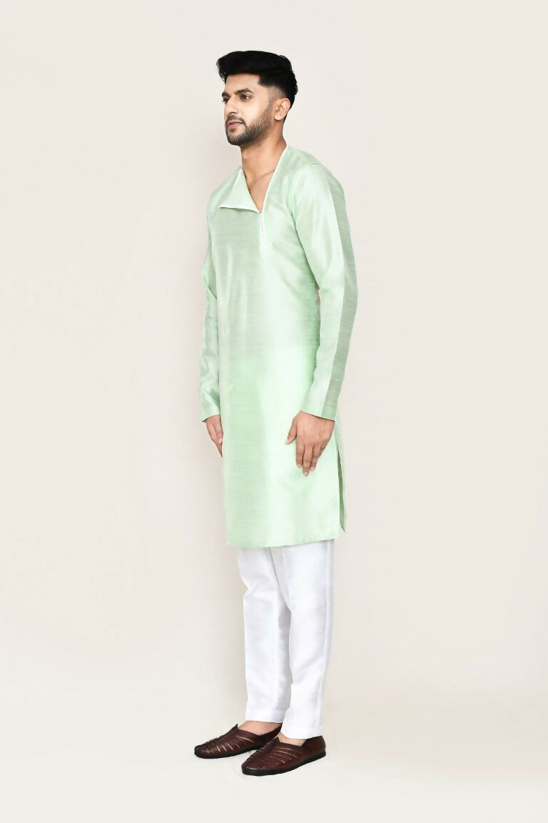 Joban Fashion Green Colored Art Silk Fabric Kurta With Straight Fit Pant