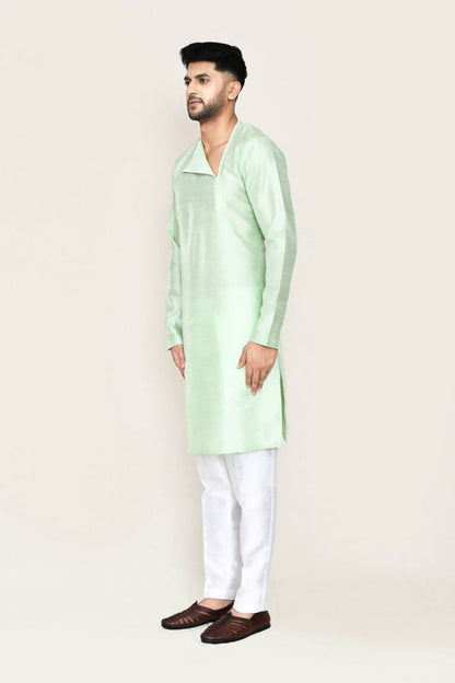 Joban Fashion Green Colored Art Silk Fabric Kurta With Straight Fit Pant