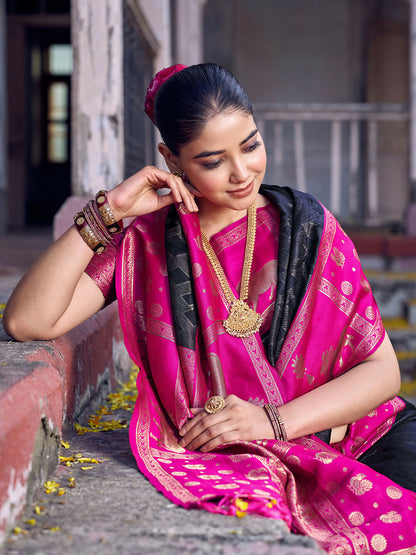 Shree Shyam Fashion Black Soft Silk Saree
