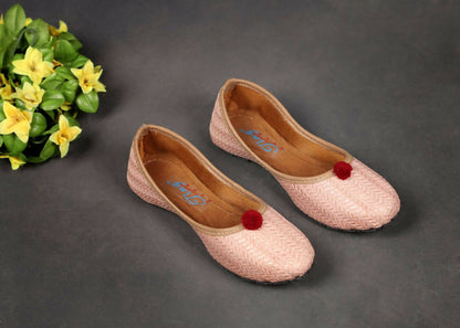 Tiny Bugs Girls Ethnic Wear Juttis - Rose Gold