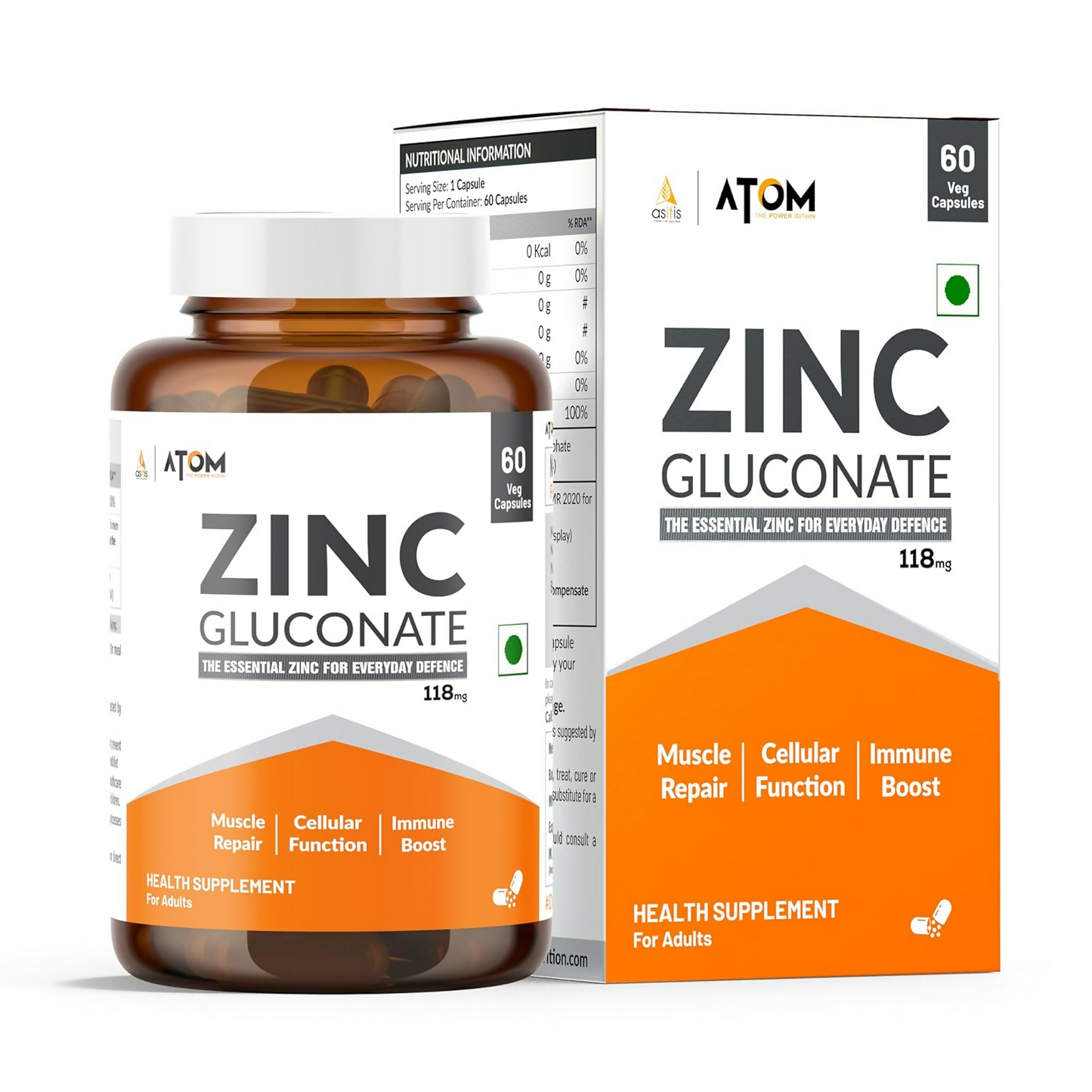 As-It-Is Nutrition Atom Zinc Gluconate Veg Capsules