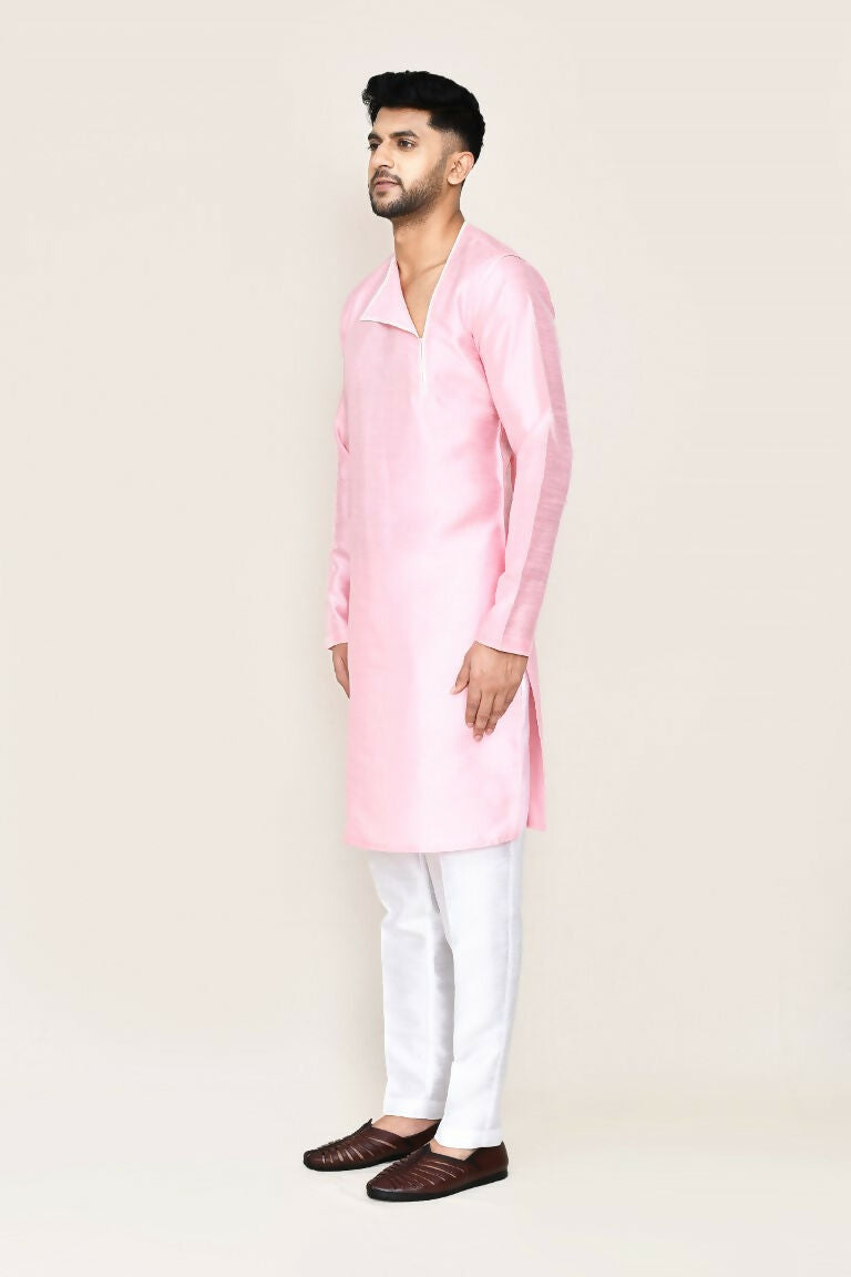 Joban Fashion Pink Colored Art Silk Fabric Kurta With Straight Fit Pant