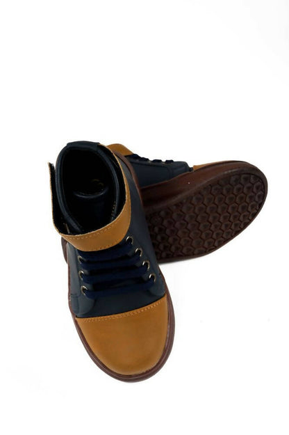 Tiny Bugs Boys Party Wear Mid Top Boots - Navy