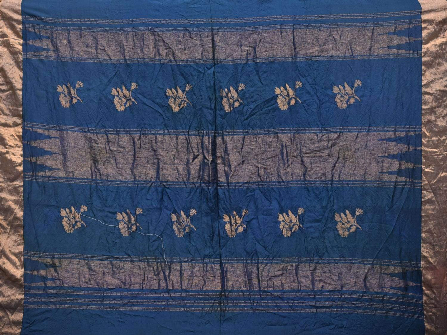 Navy Bandhani Uppada Silk Handloom Saree with Nilambari Buta Design - Global Threads