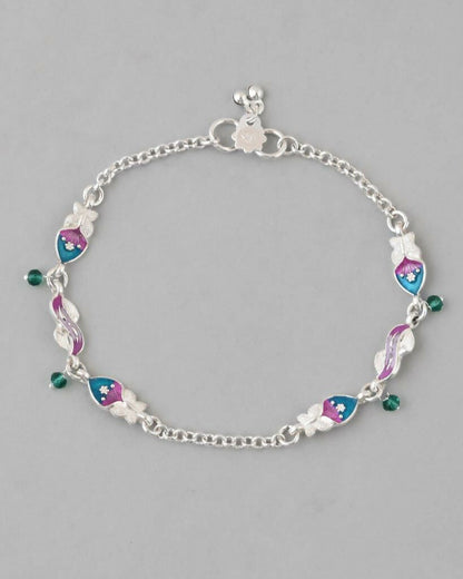 VOJ Set of 2 Stone Studded Mutli Color Designer Anklet