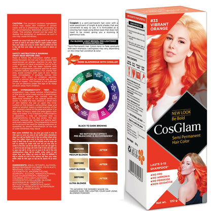 Cosglam Semi Permanent Hair Color for Women & Men (#33 Vibrant Orange)