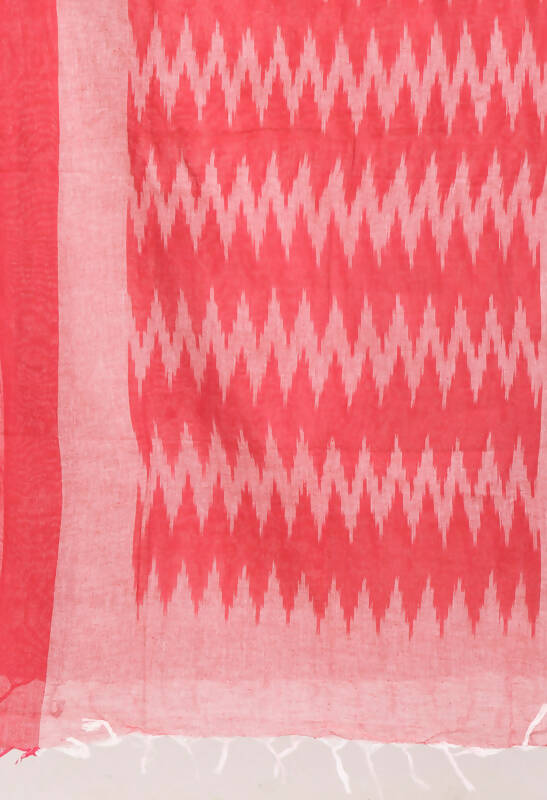 Mominos Fashion Moeza Women's Handloom Cotton Ikkat Pink Dupatta