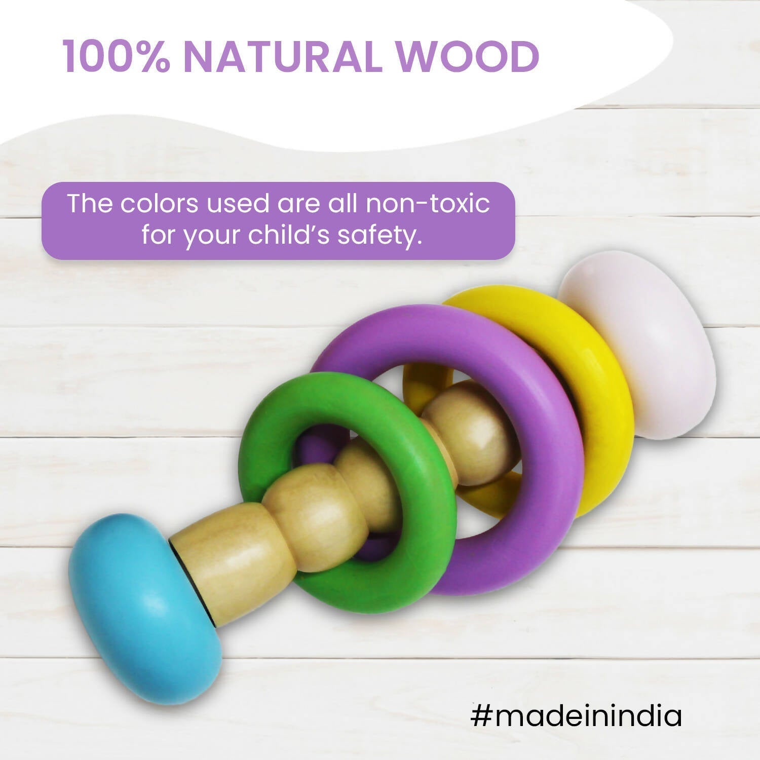 Matoyi Classic Wooden Dumbbell Rattle For Babies